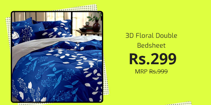 3D Floral Double Bedsheet + Covers