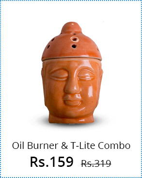  Skycandle Orange Tea Light Gautam Buddha With Pack Of 10 Tea Light Candle 
