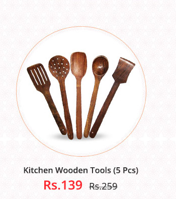  Wooden Kitchen Tools Set Of 5 Pieces 