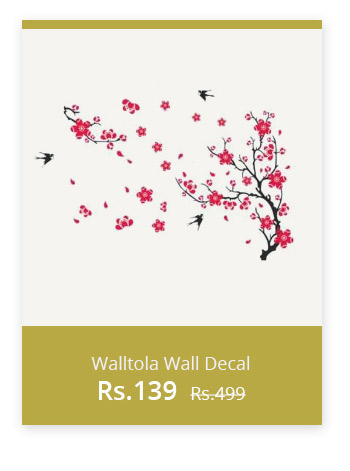  Walltola Black Branch With Flowers Wall Decal (30X31 Inch) 