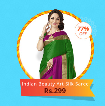  Indian Beauty Multicolor Self Design Art Silk Saree With Blouse 