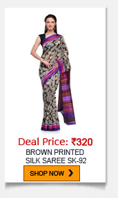 Studio Shubham Brown Printed Art Silk Saree SK-92