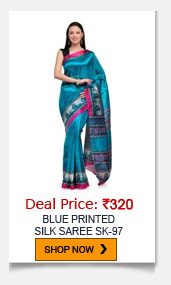 Studio Shubham Blue Printed Art Silk Saree SK-97