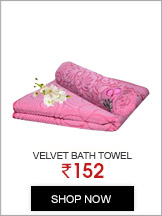 Exclusive flower design velvet Bath towel(set of 2) -DARK PINK