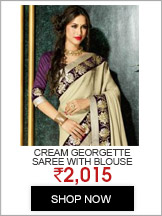 IIFA 2014 Glitterati Collection Cream Georgette Saree with Blouse