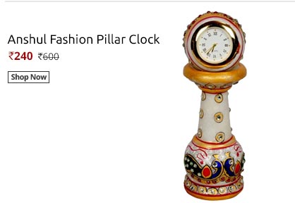 Anshul fashion Marble Kundan work pillar Clock  
