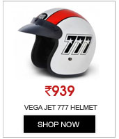 VEGA JET 777 WHITE BASE WITH RED STRIPE GRAPHIC HELMET