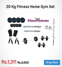 20 Kg Fitness Extreme Rubber Plates + 3 Ft Curl Bar + Dumbells Rods Home Gym Set