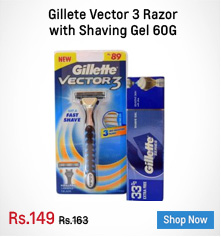 Gillete Vector 3 Razor+ Sensative Tube Shaving Gel 60G