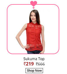 Sukuma Red Net Sleeveless Regular Top  