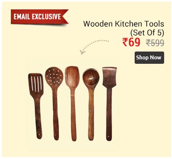 WOODEN KITCHEN TOOLS SET OF 5  PIECES