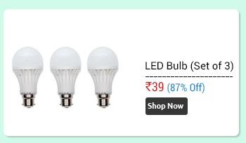 White 3 Watt  LED Bulb  