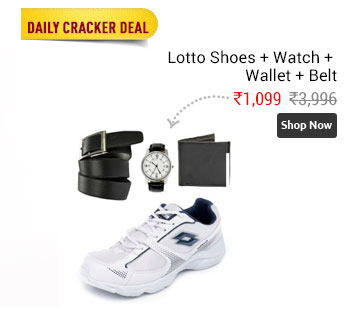 Combo of Lotto Pounce Sports Shoes With FastFox Watch, Belt Wallet (AR3161)  