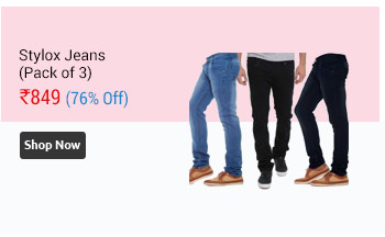 STYLOX Pack of 3 Black and Blue Straight Fit Mens Jeans  