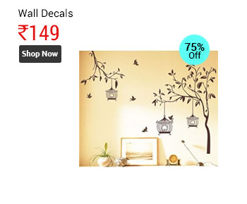Wall Decals Brown Tree With Birds And Cages  