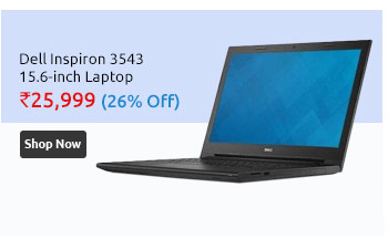 Dell Inspiron 3543 15.6-inch Laptop (Core i3-5005U 5th Generation / 4GB/ 1TB/ DOS)                      