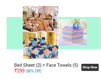Combo of 2 Double Bed Sheet With 4 Pillow Covers and 5 Face Towels  