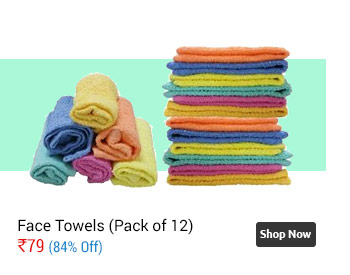 Pack of 12 Face Towels Solid  