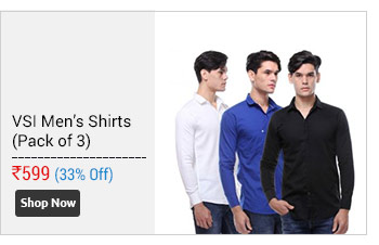 VSI Brands Full Sleeves Plain Casual Shirts - Pack of 3  