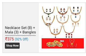 Colourfull 8 Necklace Set With Free 3 Pearl Mala & 1 Pair of Bangles                      