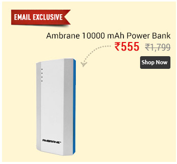 Ambrane 10000 mAh Power Bank P-1111 White Blue - 1 Year Warranty  