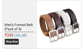 Leatherite Men's Formal Belt With Square Buckle-Pack Of 4  