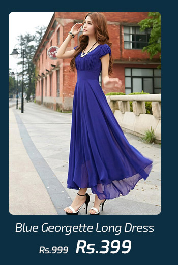 Blue Georgette Long Dress