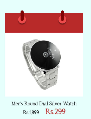 Men's Round Dial Silver Watch