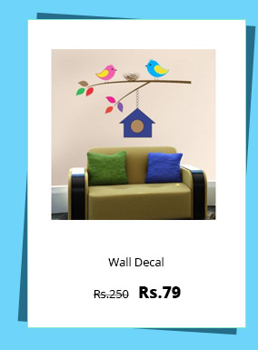  New Way Decals-Wall Sticker (4607) ''Colourful Sparrows And Its Home'' 