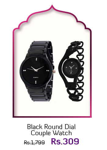 Black Round Dial Couple Watch