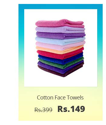  JARS Collections Set of 12 Multicolor Cotton Face Towel(10x10 Inches) 