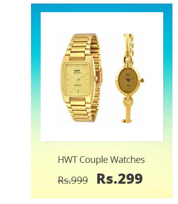  HWT Golden Quartz Couple Watches 