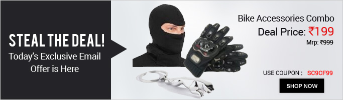 Combo Of Universal Full Face Mask + Riding Gloves Black Size XL+Jaguar Key Chain