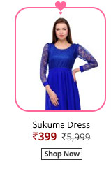 Sukuma Blue Net Designer Dress  
