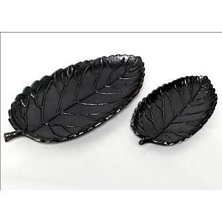 Serving Plates 2 Pcs Rose Leaf Platter Set Black