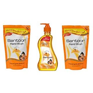 Wipro Santoor Hand Wash 250ml+ 180ml +180ml Refill Pack @ 73 rs only