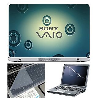 FineArts Laptop Skin Sony Vaio Blue Circle With Screen Guard and Key Protector - Size 15.6 inch