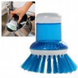 Functional Oily Pan/ Wok/ Pot Cleaning Brush With Auto Cleansing Container (blue)