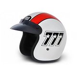 VEGA JET 777 WHITE BASE WITH RED STRIPE GRAPHIC HELMET