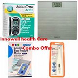 Home Health Care Device Combo Offer(accuchek glucometer, omron weighing Scale, Omron Digital B.P Meter& Omron Digital Thermometer)