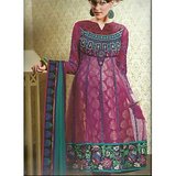 Rivaa Pink Embroidered Anarkali Unstitched Suit With Dupatta (Net With Banarasi Silk Inner)