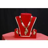 Antique Multi Color Diamond Jewellery Set In Multi Color Moti Mala With Earrings