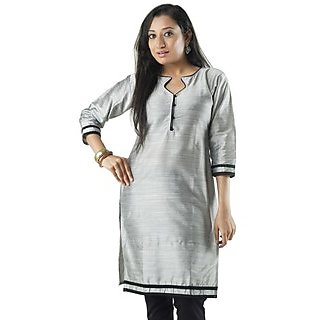 Cotton Grey Women Casual Kurti HIFI26GRYF