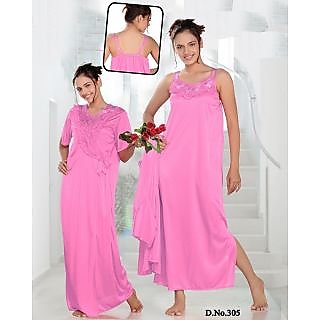 Hot Lady Love Sexy Pc Sleep Wear Nighty Over Coat Fancy Fun A Light Pinknight Robe Set