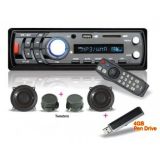 Combo Of Vox 1201 Car Mp3 Player With Fm, Usb, Sd Card Aux-In + Remote + Speakers + Tweeters + 4GB pendrive