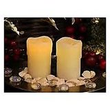 LED Church Pillar Candles With Light Melting Wax. Pair Of Battery Operated