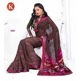 Khazana Pink And Dark Coffee Viscos Saree With Unstitched Blouse