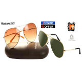 Combo Of Reebok A3 Aviator Brown Mtv Green Golden Frame Sunglass
