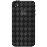 Amzer Luxe Argyle High Gloss Tpu Soft Gel Skin Case For Iphone 4 Smoke Grey