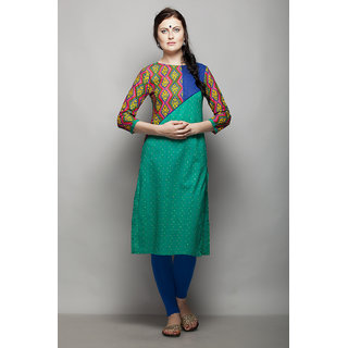 AAIRA 34 SLEEVES KURTI WITH PRINTED SLEEVES AND YOKE WITH CONTRAST DOBBY available at ShopClues for Rs.980